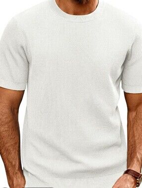 PJ Paul Jones Textured Knit Sweater Short Sleeve Crew Neck White New Mens 2XL